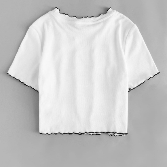 PEARL BEADED LETTUCE EDGE CROP TEE - Picture 4 of 5